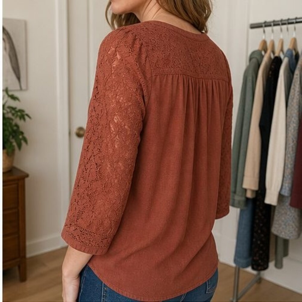 Rust Tunic Blouse - Picture 3 of 6
